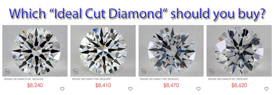 Ideal vs excellent cut diamonds